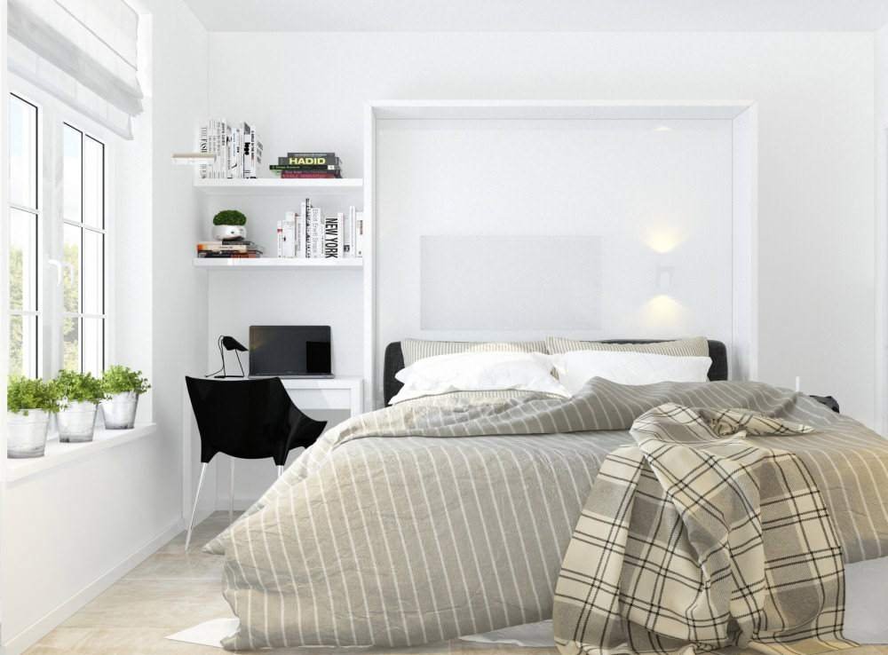 Une petite chambre en blanc dans l