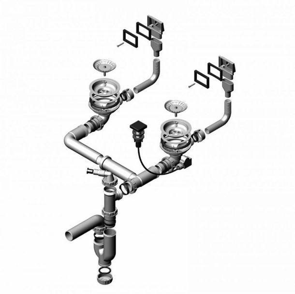 Conception de drainage avec trop-plein pour un évier double