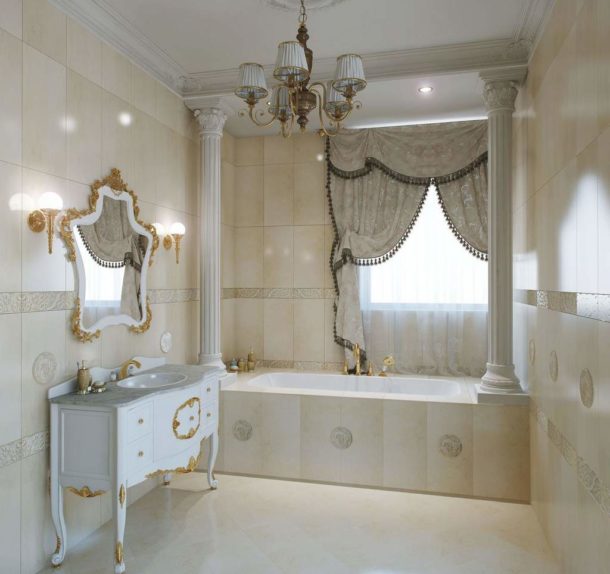 Carrelage dans la salle de bain au design classique