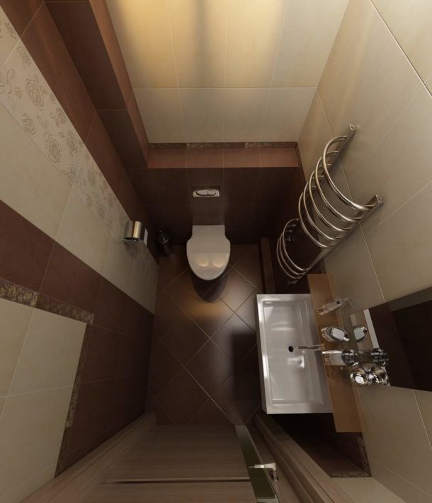 Petite toilette en marron et beige