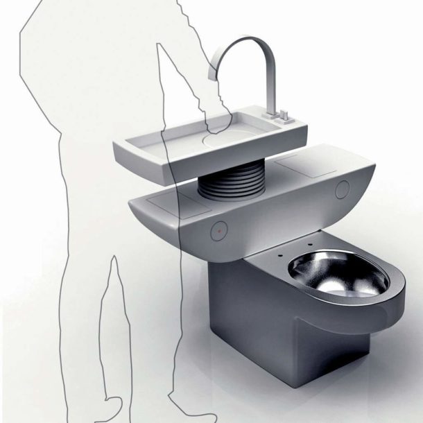 Cuvette WC avec petit lavabo intégré