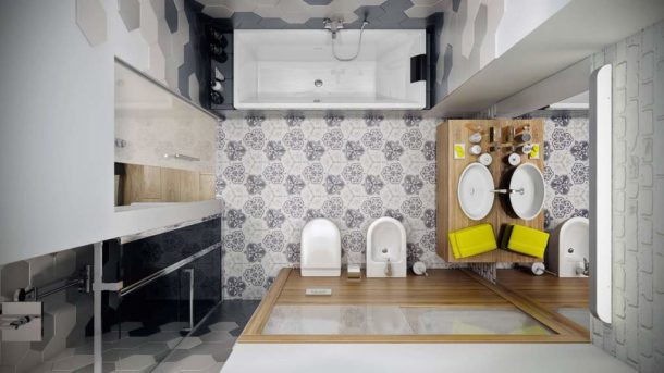 Salle de bain combinée avec WC