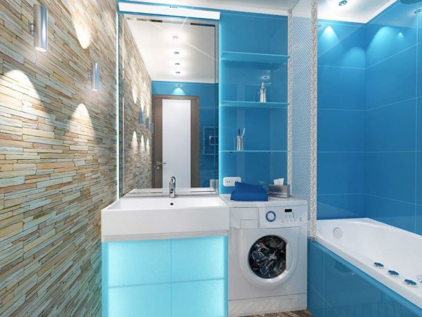 Salle de bain bleue