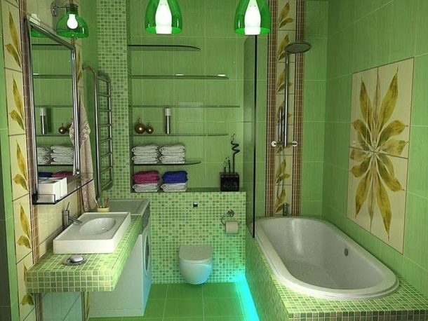 Salle de bain verte